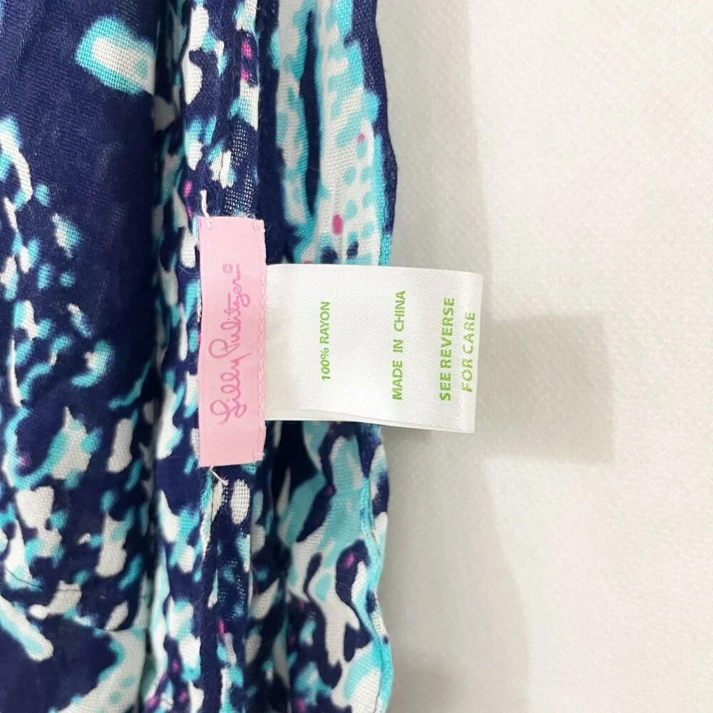 Lilly‎ Pulitzer Riley Loop Infinity Scarf Navy Blue Coral Starfish Sea Preppy